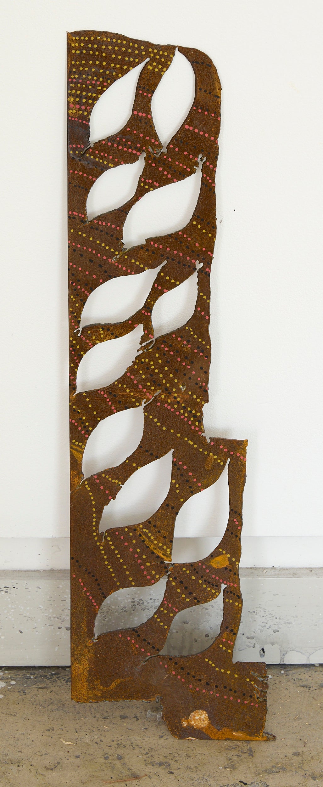 Yali (speak)stick in steel 2 in Ngiyampaa language by Mea-mei Stanbury